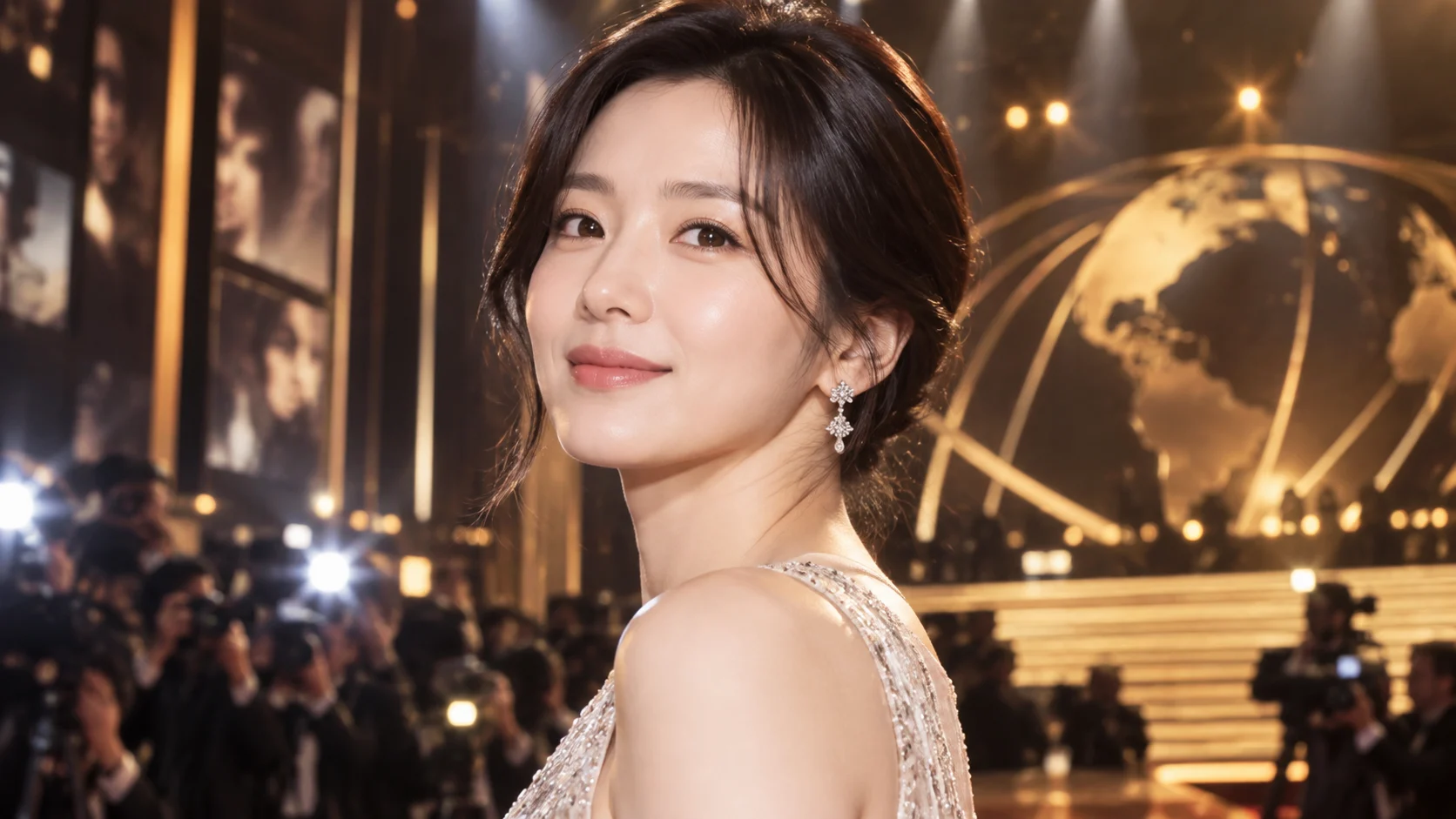2026 국제에미상 여자 연기상 후보에 오른 배우 박지현을 표현한 AI 뉴스 일러스트